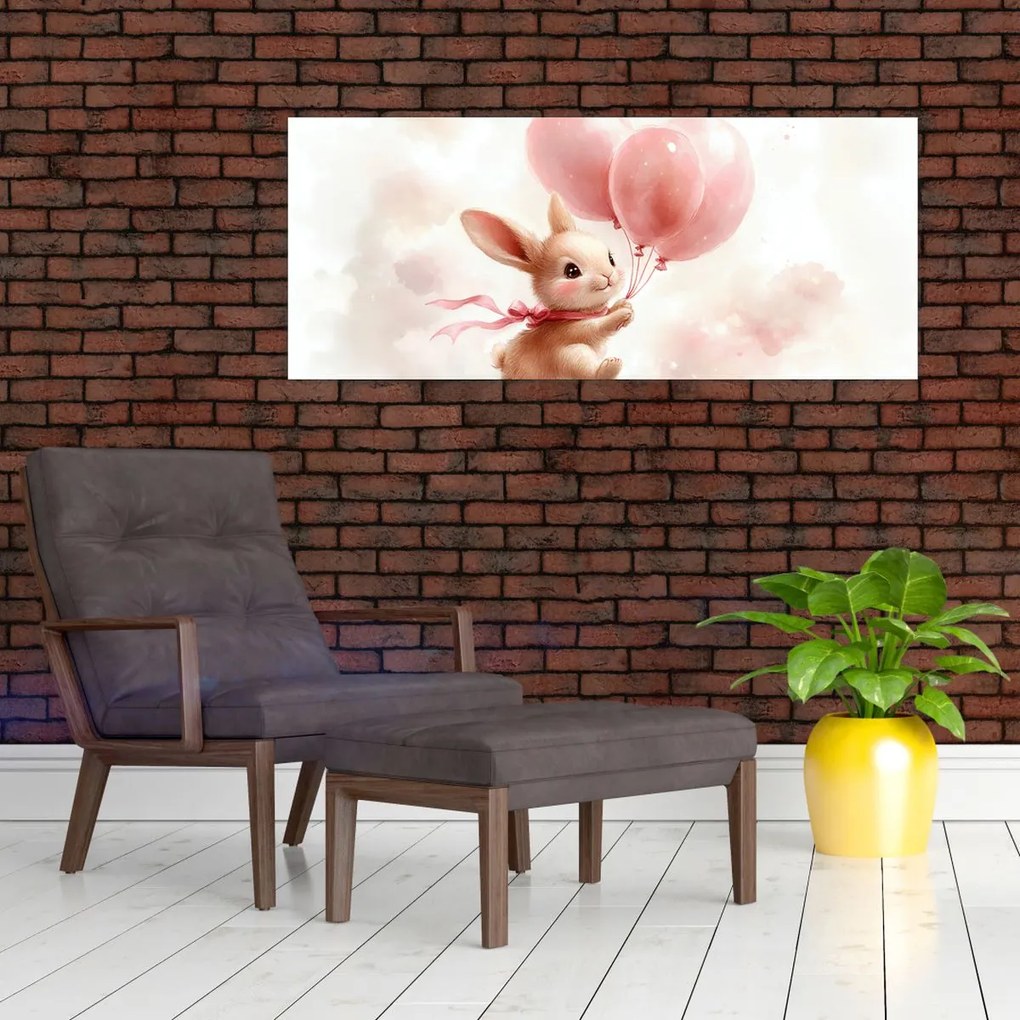 Tablou - Iepuraș cu Baloane (120x50 cm)