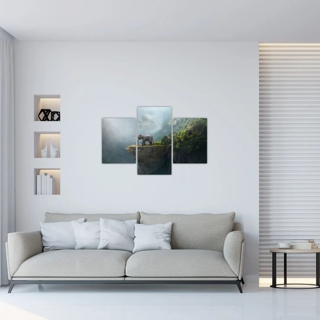 Tablou - Elefant în vârful Taj Mahalului (90x60 cm)