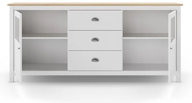 Comodă albă joasă din lemn de pin 180x80 cm Misti – Marckeric