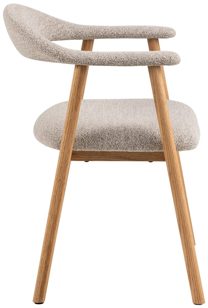 MAZZONI EXPORT ADELE Bej Latte (țesătură Monza 60)/cadru Stejar Natural - SCAUN DIN LEMN BOUCLÉ PENTRU SALON SUFRAGERIE BUCĂTĂRIE RETRO
