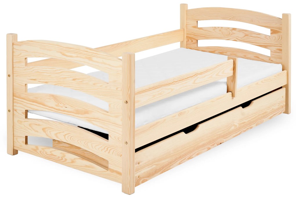 Pat pentru copii MELA 80 x 160 cm, pin Saltele: Matrace EASYSOFT 10 cm, Somiera pat: Fara somiera