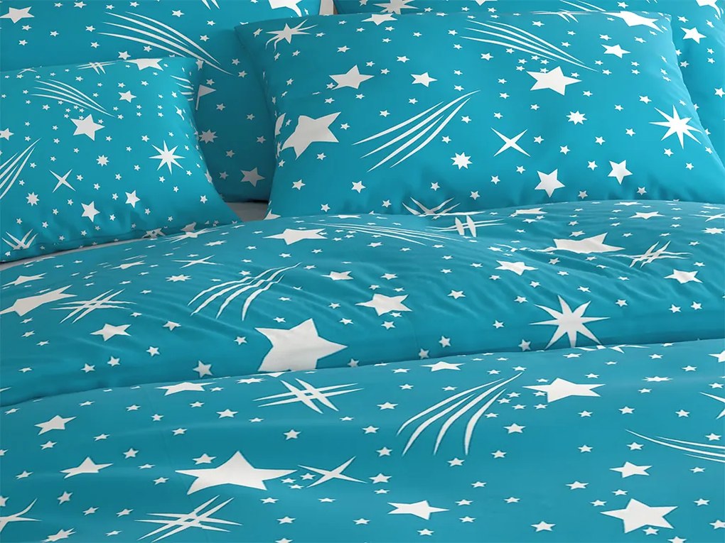 Lenjerie de pat din bumbac Culoare turcoaz, NIGHT SKY