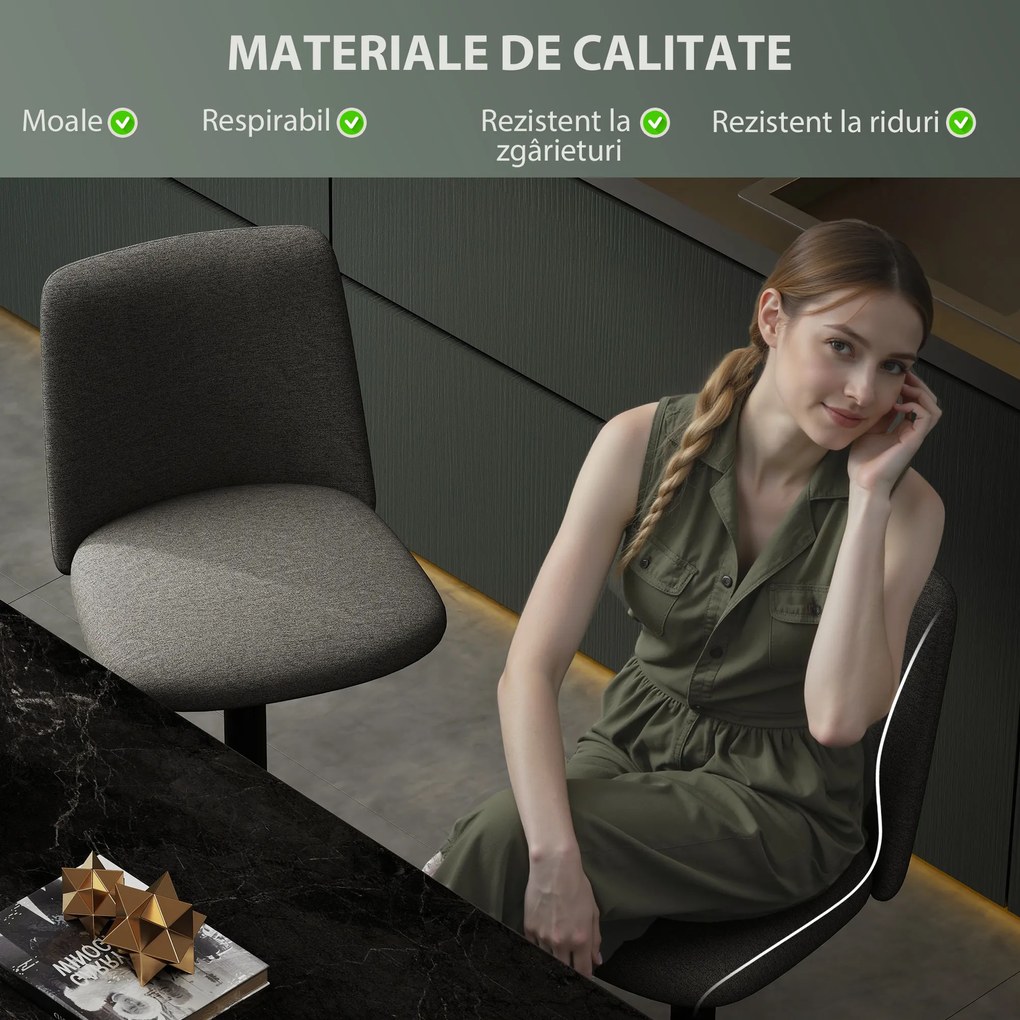 HOMCOM Set 2 Scaune de Bar Pivotante cu Înălțime Reglabilă Gri Închis | Aosom Romania