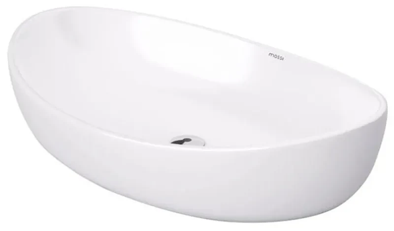 Lavoar pe blat Massi Somon alb lucios 64 cm