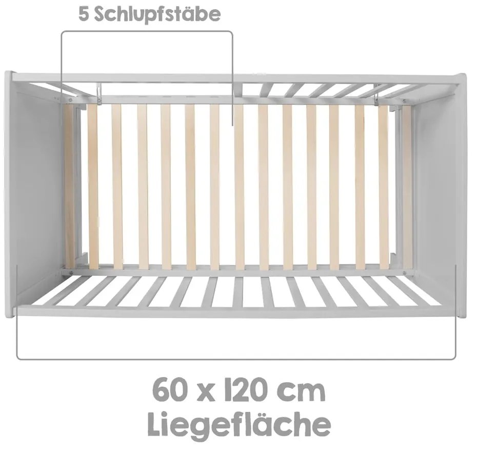 Pătuț gri deschis 60x120 cm – Roba