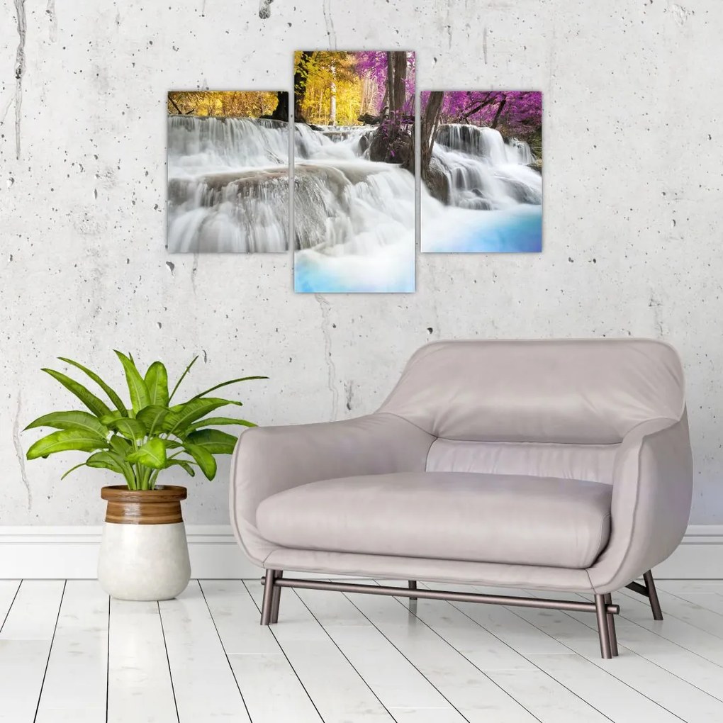Tablou cu Erawan cascadă în pădure (90x60 cm)