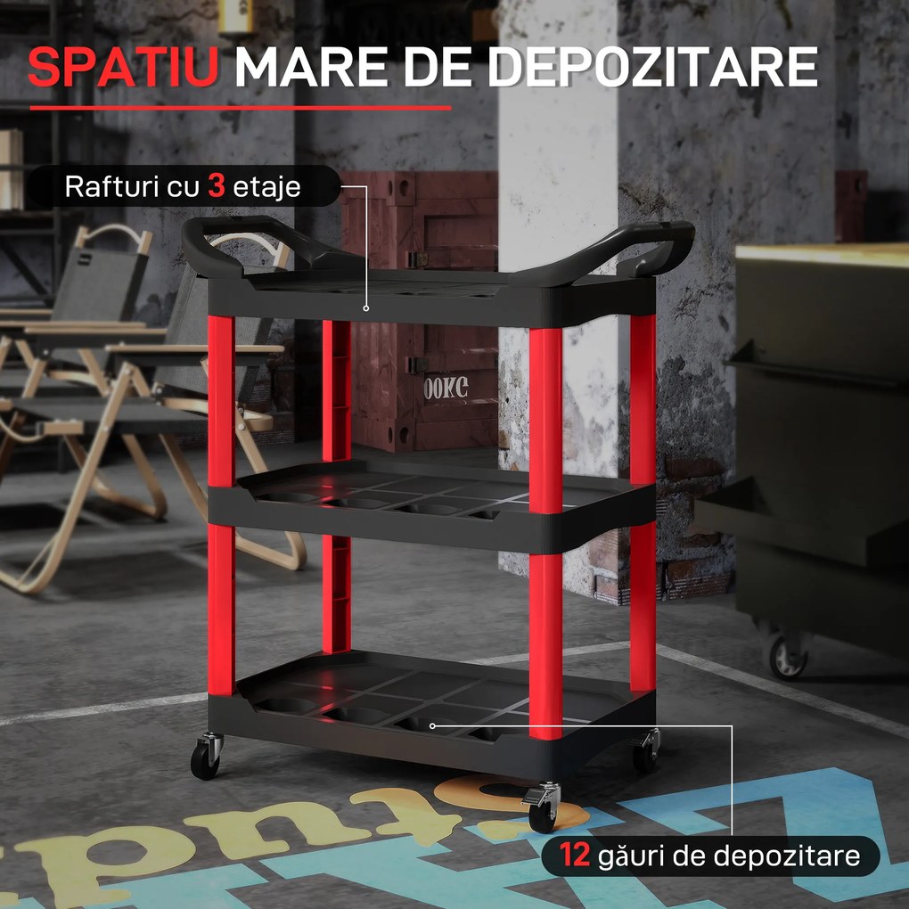 HOMCOM Cărucior 3-Niveluri 91kg Negru-Roșu | Aosom Romania