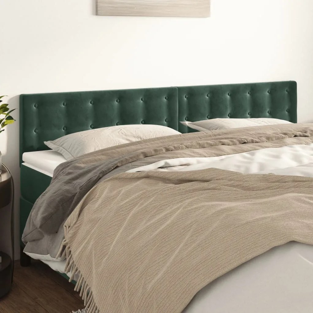 vidaXL Tăblii de pat, 2 buc, verde închis, 80x5x78/88 cm, catifea