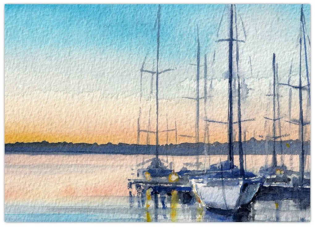 Tablou - Plimbare cu barca, aquarel (70x50 cm)