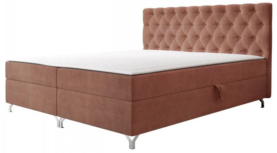 Pat matrimonial 140 cm Jenaks 2 (teracotă) (cu somieră și saltea) (cu sp. depozitare). Promo -17%. 1104146