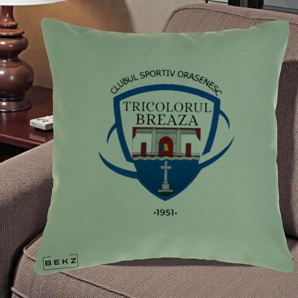 Perna Personalizata CSO Tricolorul Breaza 1951, 40x40 cm, Verde, Husa Detasabila, Perna Inclusa, BEKZ®