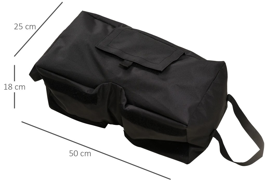 Outsunny Set 2 Baze pentru Umbrelă cu Sac Reîncărcabil cu 50 kg de Nisip, Mânere și Lopată, 50x25x18 cm, Negru | Aosom Romania