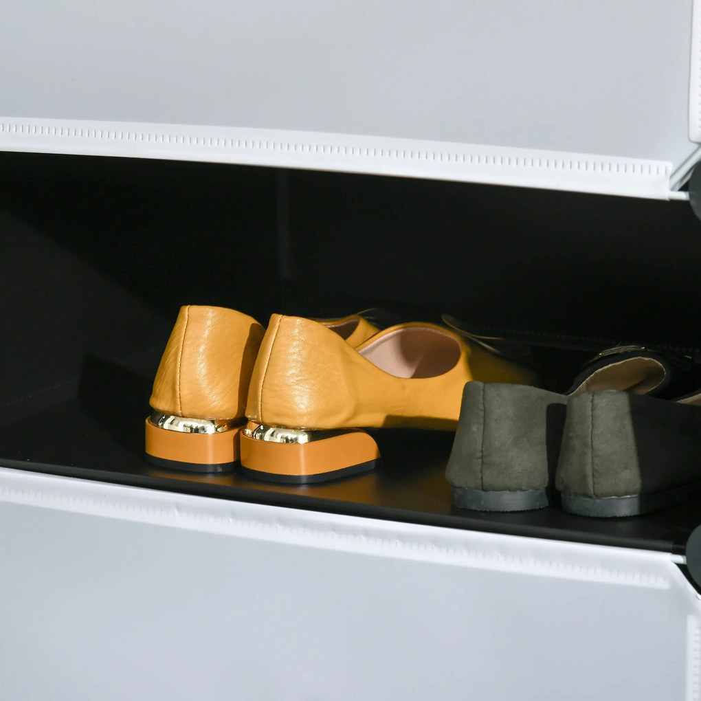 HOMCOM Mobilier pentru incaltaminte modular, 6 cuburi 45x35x17cm din plastic PP si otel, alb | Aosom Romania