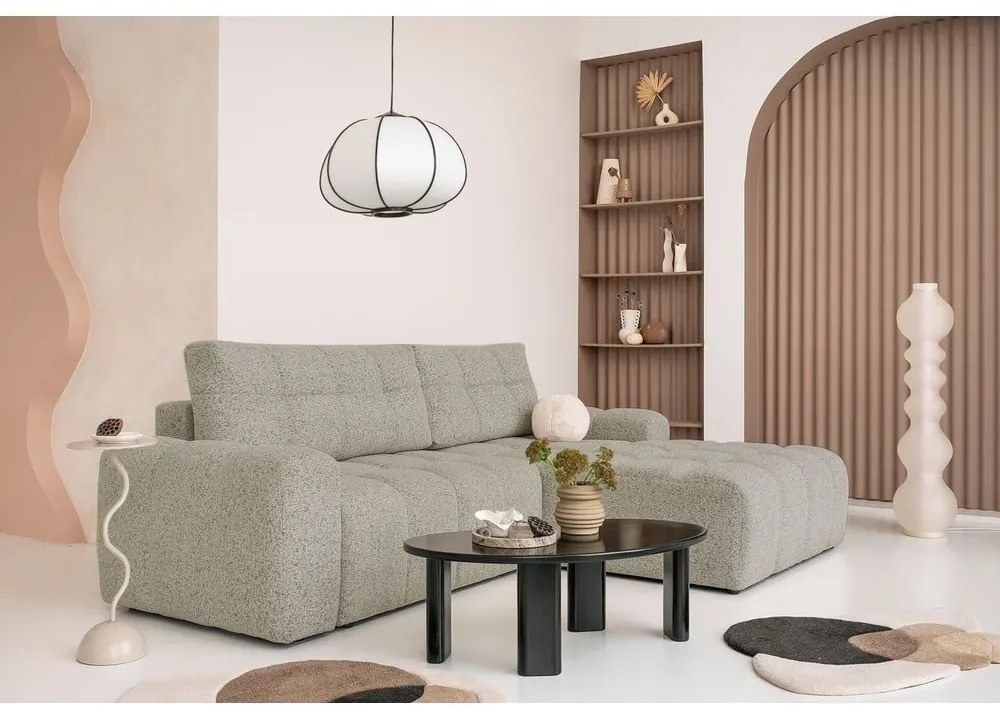 Colțar modular maro deschis extensibil/cu spațiu de depozitare (cu colț pe partea dreaptă) Lulu – Miuform