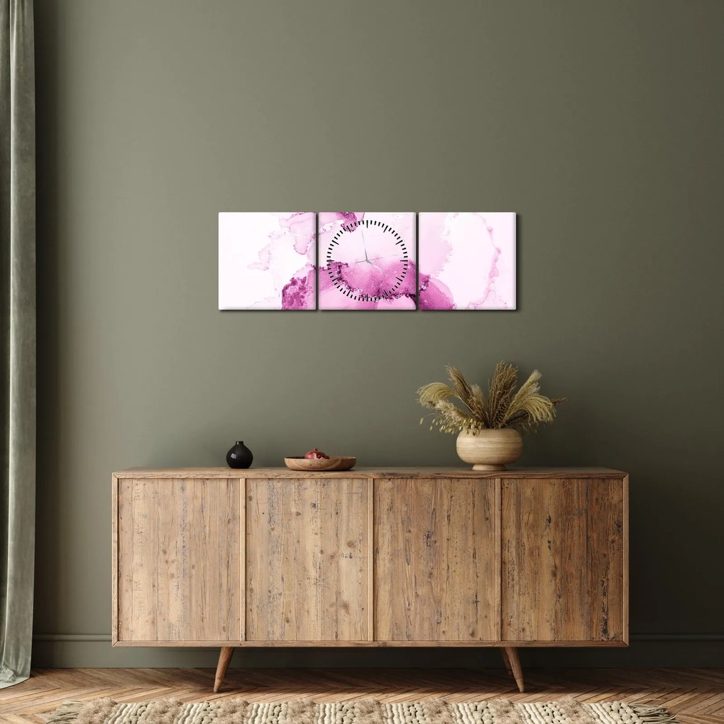Tablou - Decor roz (cu ceas) (90x30 cm)