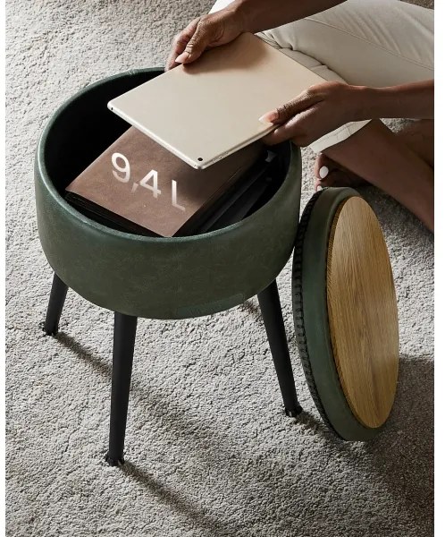 Taburet din piele CORE, verde