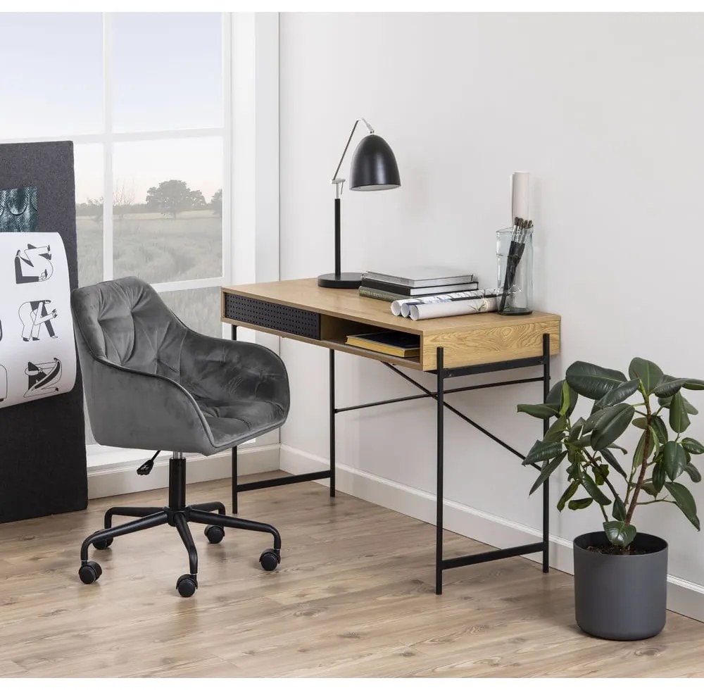 Scaun de birou cu suprafață de catifea Actona Brooke, gri