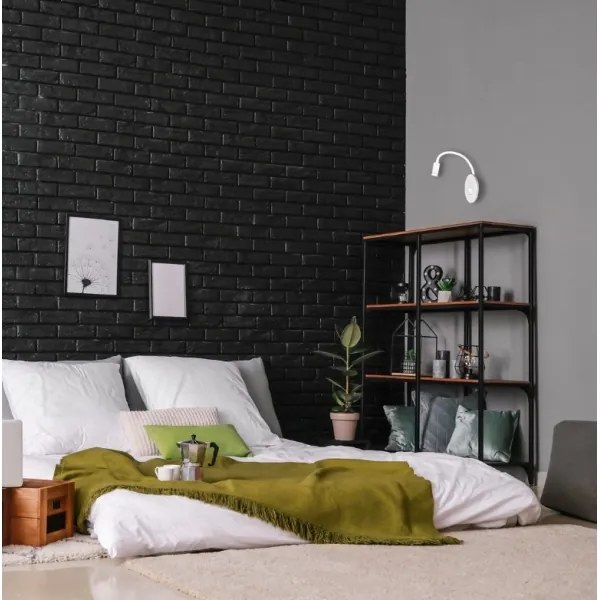 Lampă de perete LED flexibilă BASE cu USB, LED/8W+LED/2W/230V, alb/argintiu