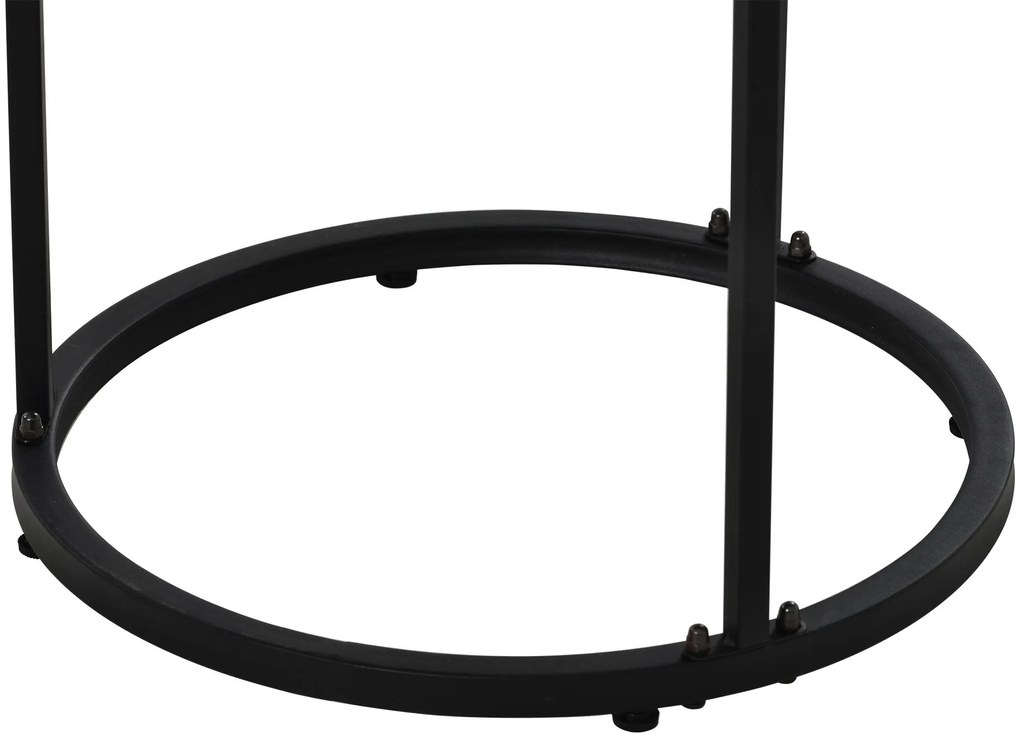 Set de 2 Măsuțe de Cafea Rotunde, Măsuțe Suprapozabile din MDF cu Structură din Metal, Design Economisire Spațiu, Masă Mare: 50 x 70,5 cm, Masă Mică: 45,5 x 44 cm, Naturale