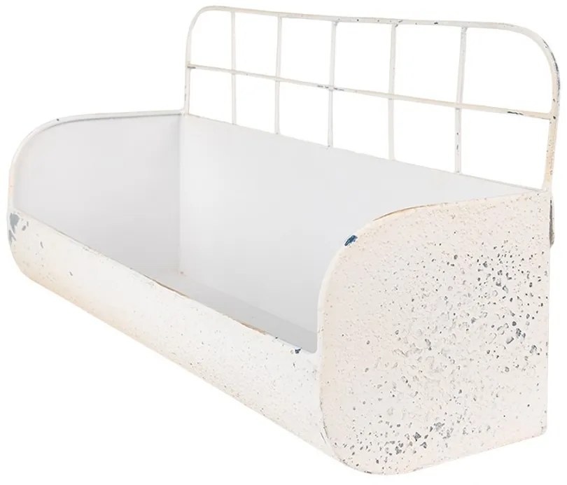 Raft de perete, alb, din metal, aspect vintage, Whiteshire