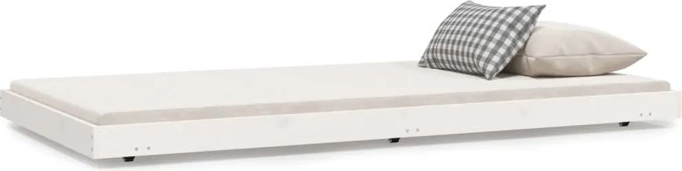 vidaXL Cadru de pat fără saltea, alb, 90x200 cm, lemn masiv pin