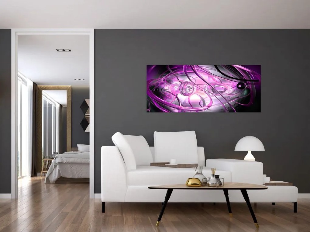Tabloul cu abstracție frumoasă în violet (120x50 cm)