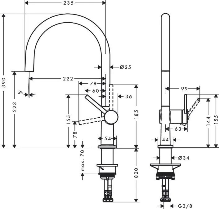 Baterie bucatarie Hansgrohe Talis M54 220,  negru mat - 72804670