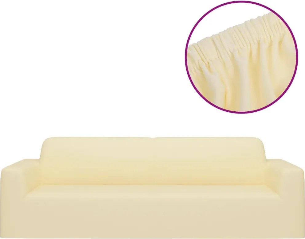 vidaXL Husă elastică pentru canapea cu 3 locuri poliester jersey crem
