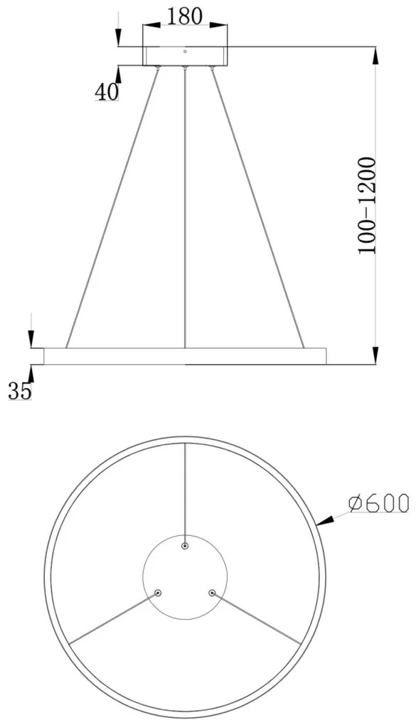 Lustra suspendata LED design tehnic, diametru:60cm, Rim alama MYMOD058PL-L32BS4K