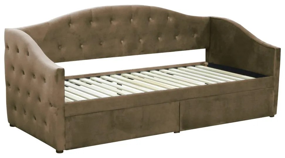 Pat de o persoană (divan) 90 cm Zonas (maro) (cu somieră) (cu sp. depozitare). 1116568