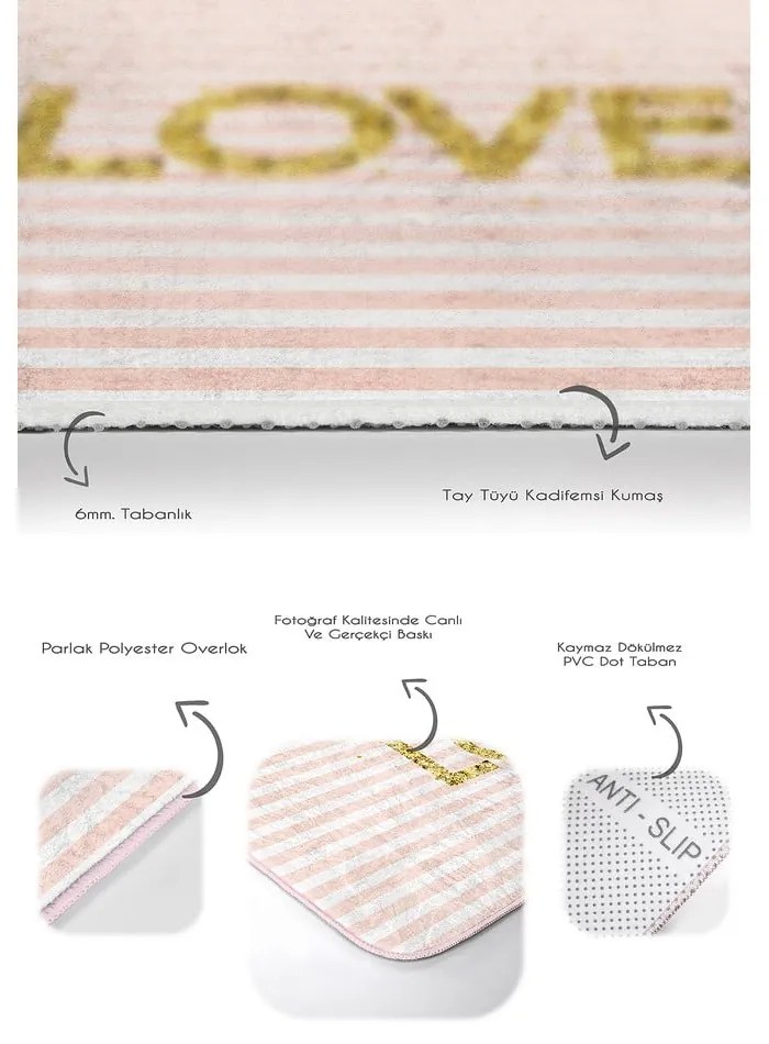 Covorașe de baie roz 2 buc. din catifea 60x100 cm Love – Mila Home