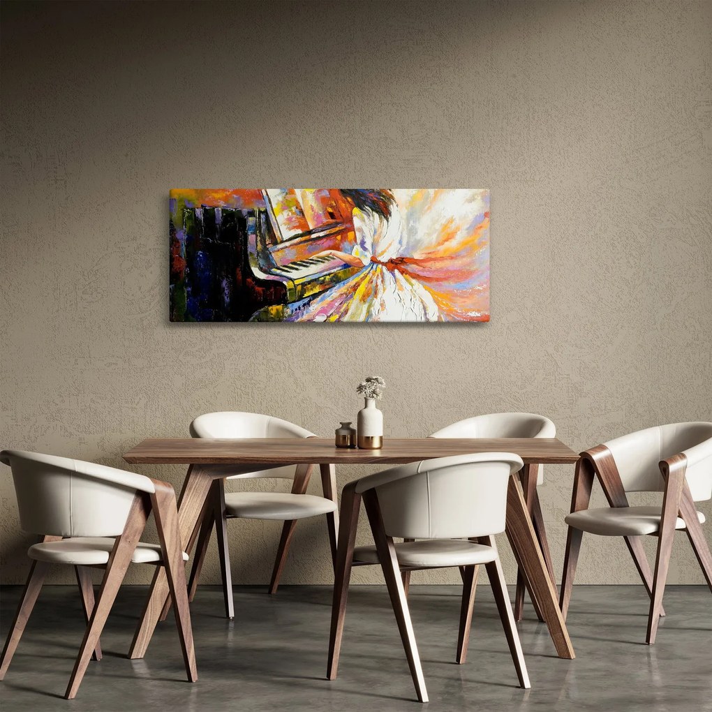 Tablou - Femeia cântând la pian (120x50 cm)