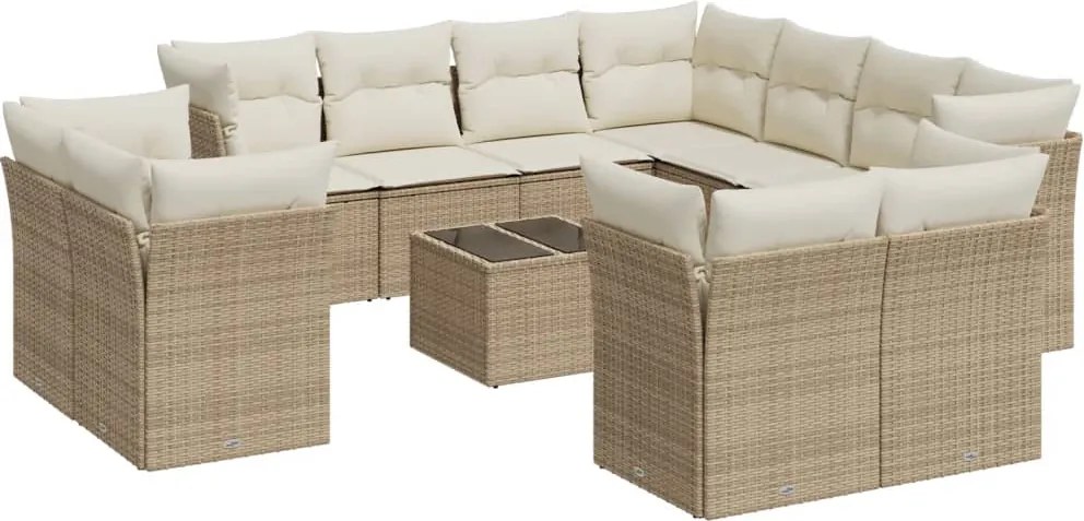 vidaXL Set canapele de grădină cu perne, 12 piese, bej, poliratan