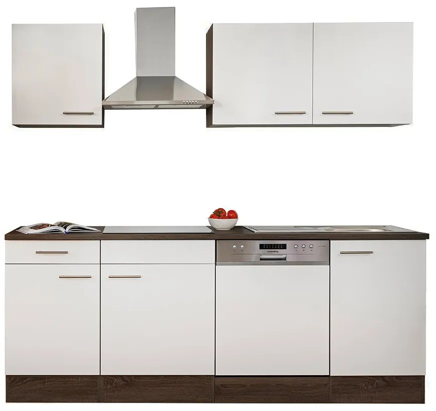 Mobilă de bucătărie Yorki 220, corp din stejar Yorki, cu față alb satinat