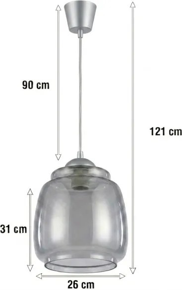Brilagi - Lustru LED pe cablu R GLASS 1xE27/60W/230V Ø 26 cm argintiu/gri fumuriu