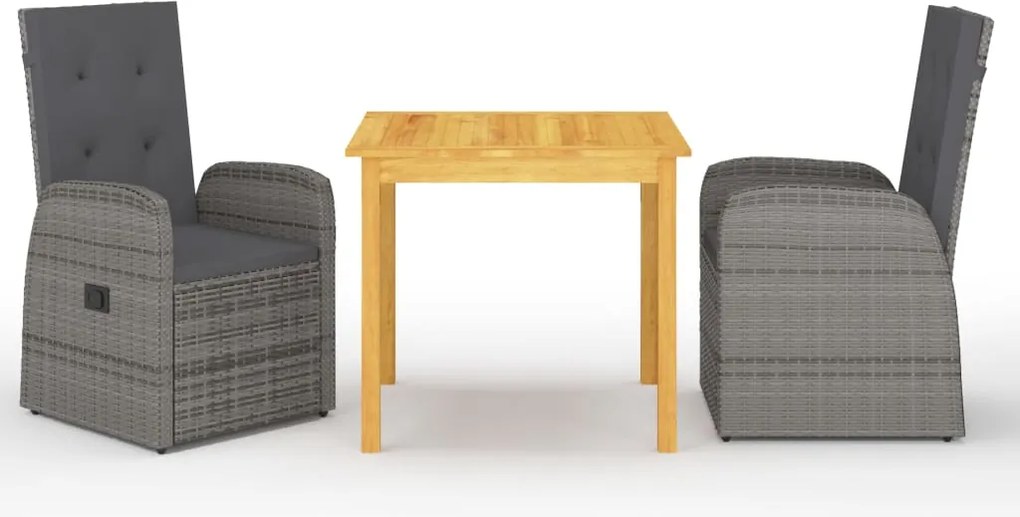 vidaXL Set mobilier de grădină, 3 piese, gri