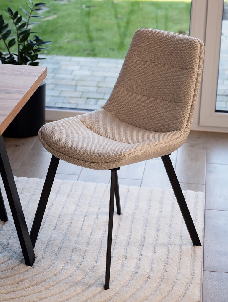 MAZZONI EXPORT IDA Bej (material Basel 24) - SCAUN TAPIȚAT MODERN PENTRU SALON/SUFRAGERIE LOFT