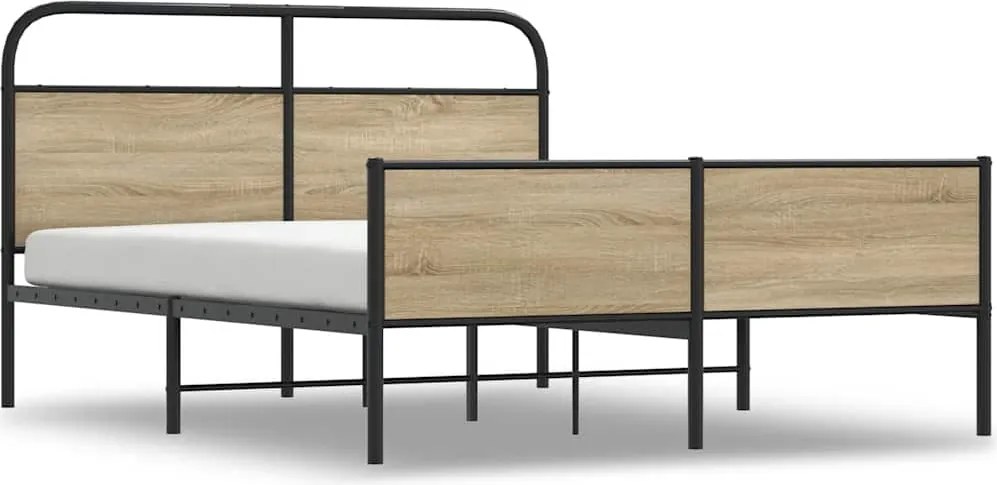 vidaXL Cadru pat metalic fără saltea, stejar fumuriu, 160x200 cm