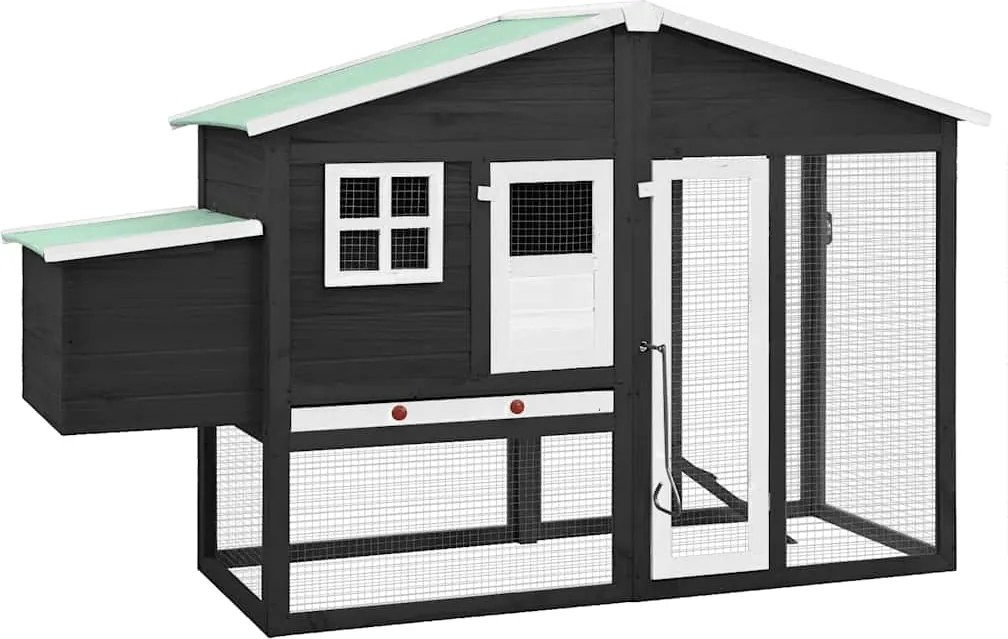 vidaXL Coteț de păsări cu un cuibar, gri și alb, lemn masiv de brad