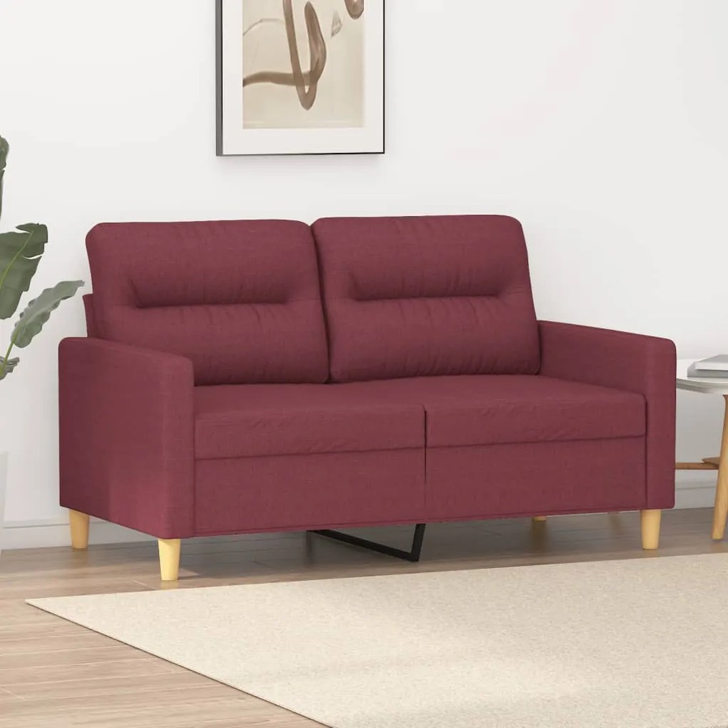 vidaXL Canapea cu 2 locuri, roșu vin, 120 cm, material textil