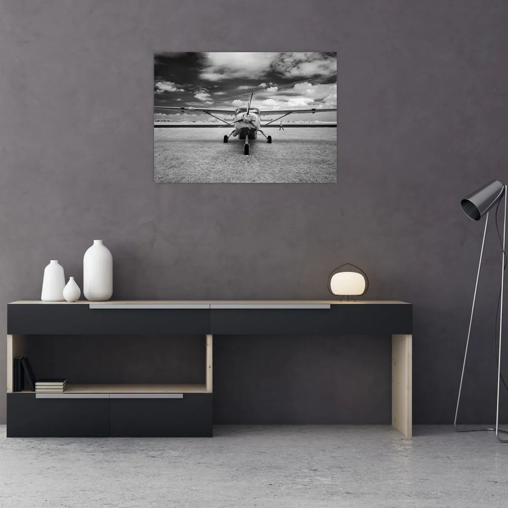 Tablou - Avion alb-negru și alb-negru (70x50 cm)