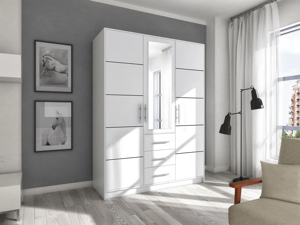 Dulap de haine Lenona D3 (Alb) (cu oglindă). Promo -17%. 1105767