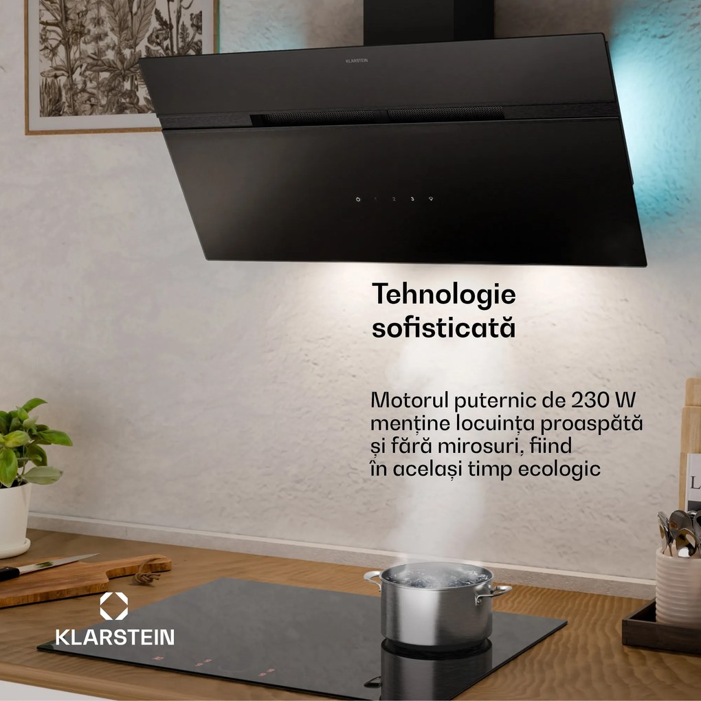 Klarstein Hota Alina, EEK A, Touch, Iluminare cu LED-uri, Extracție/recirculare, 615 m³/h