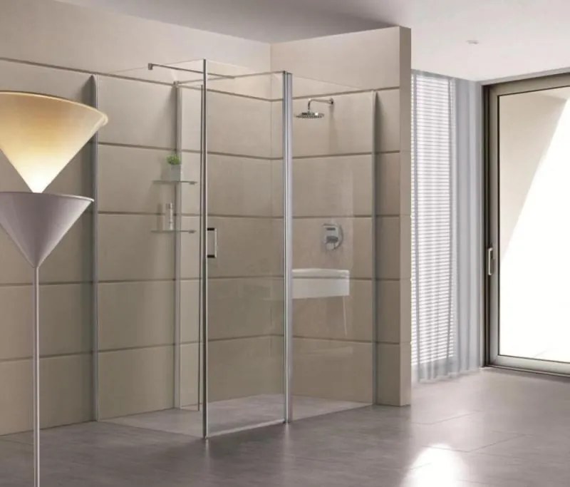 ROMSTAL Cabina dus walk-in, zeya, ascot, dreptunghiulara, sticla securizata 8mm, transparenta, profil crom, 140x90x200 cm