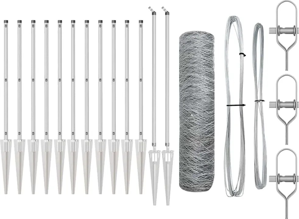 vidaXL Stâlp de gard. Argintiu 10 x 0,4 m (plasă de 50 mm) Oțel