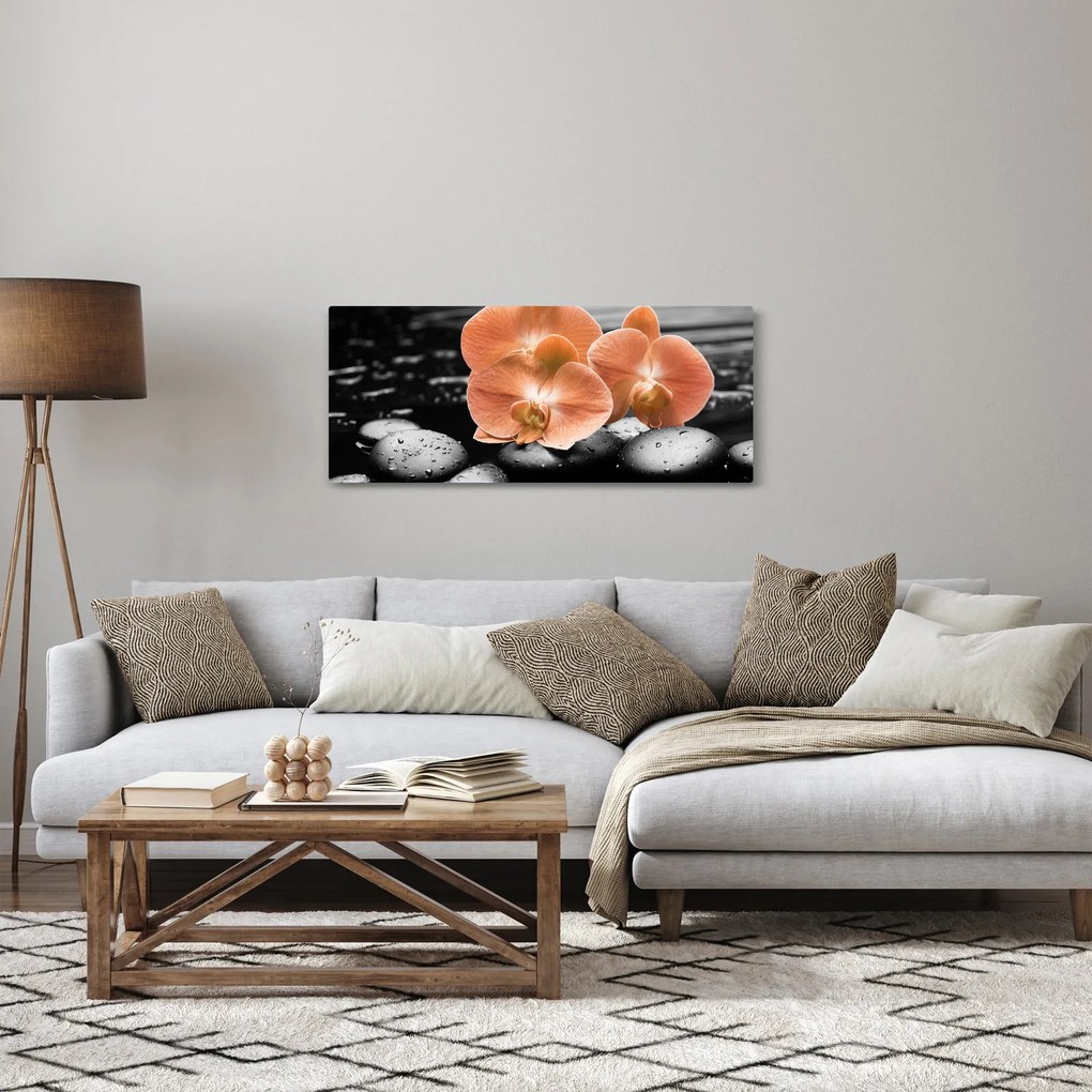 Tablou - Orhidee portocalii (120x50 cm)