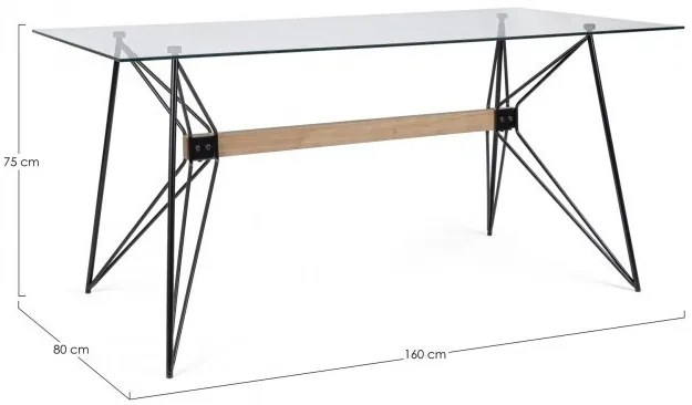 Masa dining pentru 6 persoane transparenta din sticla temperata, 160 cm, Primary Bizzotto