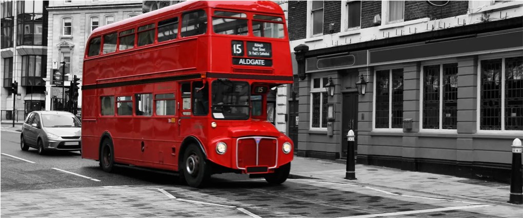 Tablou - Londra cu autobuz (120x50 cm)