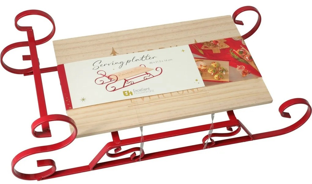 Tavă de Crăciun din pin Sanie, 46 × 22 × 14 cm