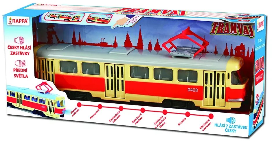 Rappa Tramvai Tatra T3, anunță stațiile în limba cehă, 28 cm